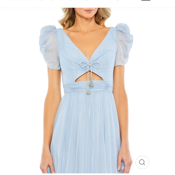 Mac Duggal RUFFLE TIERED METALLIC RUCHED SHOULDER DRESS - Picture 3 of 5